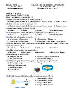 Đề cương ôn tập giữa học kì 1 môn Hóa học 10 sách Cánh diều