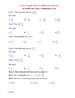 Bài tập Toán 6 bộ kết nối tuần 25 Phép nhân và phép chia phân số