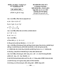 Đề thi học kỳ 1 Toán 8 năm 2019 – 2020 phòng GD&ĐT Bình Chánh – TP HCM