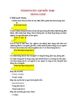 Tóm tắt Lý thuyết ôn tập môn Tâm lí học đại cương