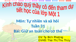 Giáo án điện tử Tự nhiên và xã hội 1 Chân trời sáng tạo : Giữ an toàn cho cơ thể