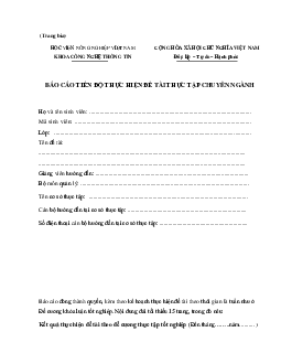 Mẫu báo cáo tiến độ thực hiện đề tài thực tập chuyên ngành | Học viện Nông nghiệp Việt Nam