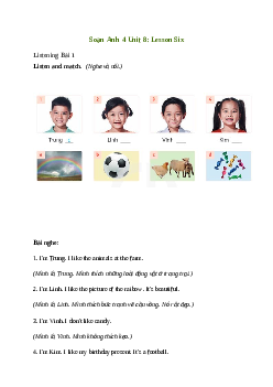 Giải Tiếng Anh lớp 4 Unit 8: Lesson Six | Family and Friends