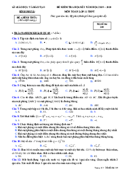 Đề thi HK1 Toán 11 năm học 2019 – 2020 sở GD&ĐT Bình Phước