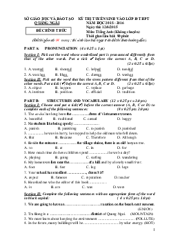 Đề thi Tuyển sinh vào 10 chuyên Tiếng Anh THPT Chuyên Lê Khiết sở GD&ĐT Quảng Ngãi năm 2015-2016