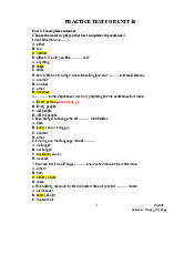 Practice Test for Unit 10 | Đại học Lao động - Xã Hội