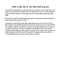 Điểm chuẩn lớp 10 năm 2022 Huế