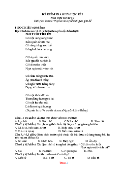 Đề thi giữa học kì 1 môn văn lớp 7 cánh diều ( có đáp án và ma trận )- đề 5