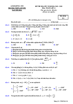 Đề thi học kỳ 1 Toán 11 năm học 2018 – 2019 trường chuyên Nguyễn Huệ – Hà Nội