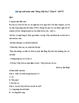 Phiếu bài tập cuối tuần lớp 2 môn Tiếng Việt Kết nối tri thức - Tuần 9