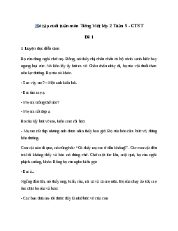 Phiếu bài tập cuối tuần lớp 2 môn Tiếng Việt Chân trời sáng tạo - Tuần 5