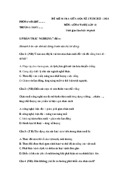 Đề thi giữa học kì 1 môn Công nghệ 11 năm 2023 - 2024 sách Cánh diều