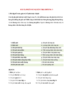 Bài tập Kế toán Quản trị Chương 3 | Học viện Nông nghiệp Việt Nam