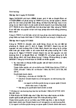 Bài tập môn Luật tố tụng hành chính (có đáp án)