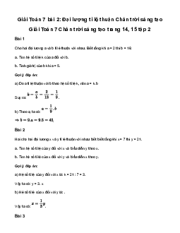 Giải Toán lớp 7 Bài 2: Đại lượng tỉ lệ thuận | Chân trời sáng tạo