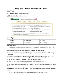 Tiếng Anh 7 Smart World Unit 8 Lesson 2