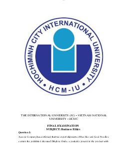 Business Ethics - Final Exam (no key answer)