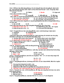 TOP 50 Câu hỏi trắc nghiệm Excel (có đáp án) | Tin học đại cương