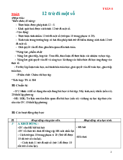 Giáo án Toán 2 sách Chân trời sáng tạo (Cả năm) | Tuần 8