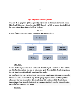 Phân tích chiến lược của Unilever | Quản trị kinh doanh quốc tế | Trường đại học Nha Trang