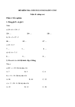 Phiếu bài tập cuối tuần Toán 3 Chân trời - Tuần 11 (nâng cao)