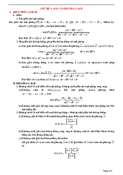 Tóm tắt lý thuyết và bài tập trắc nghiệm góc và khoảng cách Toán 12