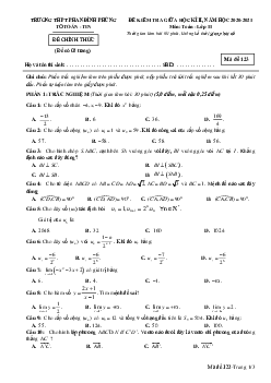 Đề thi giữa kì 2 Toán 11 năm 2020 – 2021 trường Phan Đình Phùng – Hà Nội