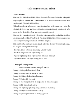 Giáo trình môn Tài chính tiền tệ