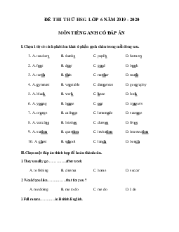 Đề ôn thi học sinh giỏi lớp 6 môn Tiếng Anh năm học 2019 - 2020