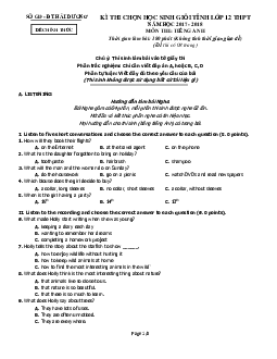 Kì thi chọn học sinh giỏi tỉnh lớp 12 THPT tỉnh Hải Dương năm học 2017 - 2018 môn thi Tiếng Anh