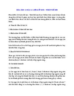 Hóa 10 Bài 12: Liên kết ion - Tinh thể ion