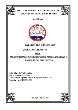 Bài kiểm tra giữa kì: "Mô hình kiểm soát quyền lực chính trị của Singapore và bài học rút ra cho Việt Nam"