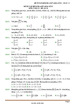TOP10 đề ôn tập kiểm tra giữa học kì 2 môn Toán 12 (100% trắc nghiệm)