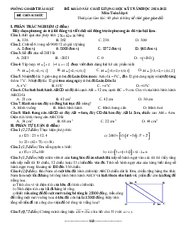 Đề thi học kỳ 1 Toán 6 năm 2021 – 2022 phòng GD&ĐT Hải Hậu – Nam Định