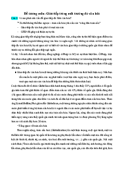 Đề cương môn Giao tiếp trong môi trường đa văn hóa