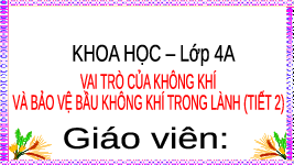 Giáo án điện tử Khoa học 4 Cánh diều: Vai trò của không khí bảo vệ bầu không khí trong lành