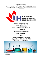 Báo cáo thực hành hóa sinh học | Hóa Sinh Học  | Trường Đại học Công nghiệp TP.HCM