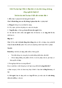 Giải Tin học 8 Bài 4: Đạo đức và văn hóa trong sử dụng công nghệ kĩ thuật số | Kết nối tri thức