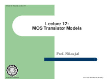 Lecture 12: MOS Transistor Models môn mạch điện tử thông tin | Đại học Bách Khoa Hà Nội