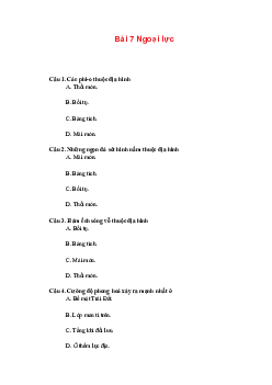 Trắc nghiệm Địa lí 10 Bài 7 Chương 3 | Chân trời sáng tạo