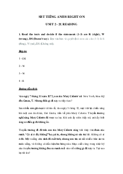 Sách bài tập Right on 8 unit 2 2f Reading