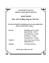 Bài tập lớn :Hãy đặt ít nhất 15 câu hỏi liên quan đến nội dung của Đại hội Đại biểu toàn quốc lần thứ IV của Đảng.môn lịch sử Đảng–Trường Đại học kinh tế quốc dân  