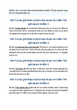 Viết 1-2 câu giới thiệu một bài đọc thuộc chủ điểm "Thế giới quanh ta" trong đó có sử dụng dấu ngoặc kép 20 | Tập làm văn 4