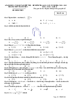 Đề kiểm tra KSCL Toán 12 năm 2018 – 2019 trường Thanh Thủy – Phú Thọ lần 1