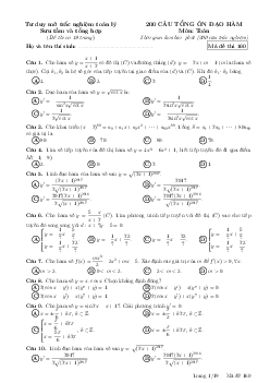 Top 200 câu vận dụng cao đạo hàm ôn thi THPT môn Toán