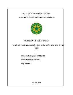 Nguyên lí kiểm toán - Thực trạng mô hình kiểm toán độc lập ở Việt Nam | Học viện Nông nghiệp Việt Nam