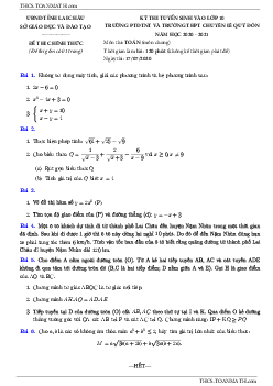 Đề thi vào 10 môn Toán (chung) năm 2020 – 2021 trường chuyên Lê Quý Đôn – Lai Châu