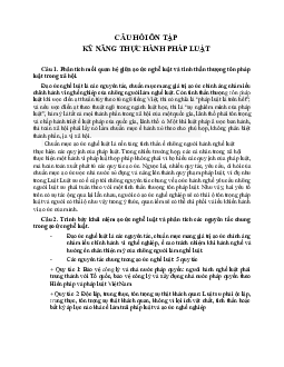 Đề cương câu hỏi ôn tjaap môn Kỹ năng thực hành pháp luật có đáp án