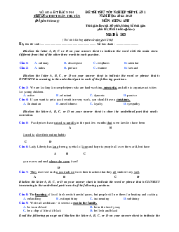 Đề thi thử tốt nghiệp 2023 Tiếng Anh THPT Hàn Thuyên lần 1 có đáp án