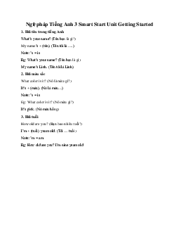 Ngữ pháp Tiếng Anh 3 Smart Start Unit Getting Started